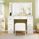 43.5-Inche Vanity Desk with Mirror and Lights for Bedroom-White by LJGDeals
