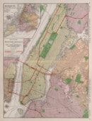 Vintage Map of New York City, New York 1911