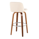 Toriano - Mid Century Modern Fixed Height, Barstool With Swivel With Round Footrest (Set of 2)