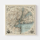 Vintage Map of New York City, New York 1891