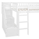 Loft Stairway Bed With 2 Drawers, Convertible Ladder And Slide by HouseOfZazla