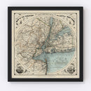 Vintage Map of New York City, New York 1891