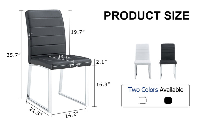 A set of 4 dining chairs, black dining chair set, PU material high backrest seats and sturdy leg chairs, suitable for restaurants, kitchens, and living rooms