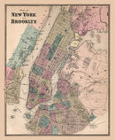 Vintage Map of Brooklyn, New York 1867