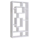 Geometric 10 Shelf Open Back Bookcase With Interlocking Shelves - White by HouseOfZazla