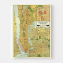 Vintage Map of New York City, New York 1918