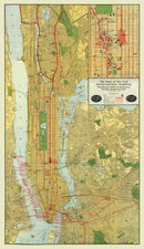 Vintage Map of New York City, New York 1918