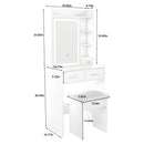 Vanity Desk Set with LED Lighted Mirror & Padded Stool
