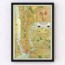 Vintage Map of New York City, New York 1918