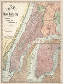 Vintage Map of New York City, New York 1892