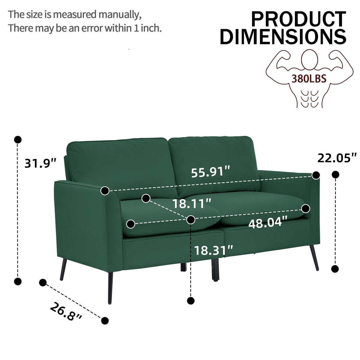 Upholstered Loveseat, For Living Room, photo 19 of 40