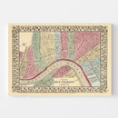 Vintage Map of New Orleans, Louisiana 1870
