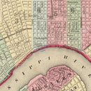 Vintage Map of New Orleans, Louisiana 1870
