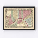 Vintage Map of New Orleans, Louisiana 1870