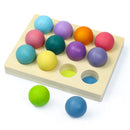 12 Pcs Wooden Balls with Tray – Pastel/Macaron Colors (1.4” Diameter)