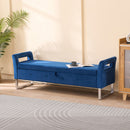 Wide Storage Soft Ottoman Bench With Armrests by HouseOfZazla