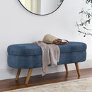 Modern Ottoman Oval Storage Bench With Rubber Wood Legs by Unique Piece Furniture