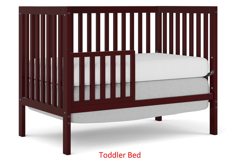 ,5-In-1 Convertible Crib, Converts from Baby Crib to Toddler Bed, Fits Standard Full-Size Crib Mattress, Easy to Assemble 53x29x9 Inches-CHERRY