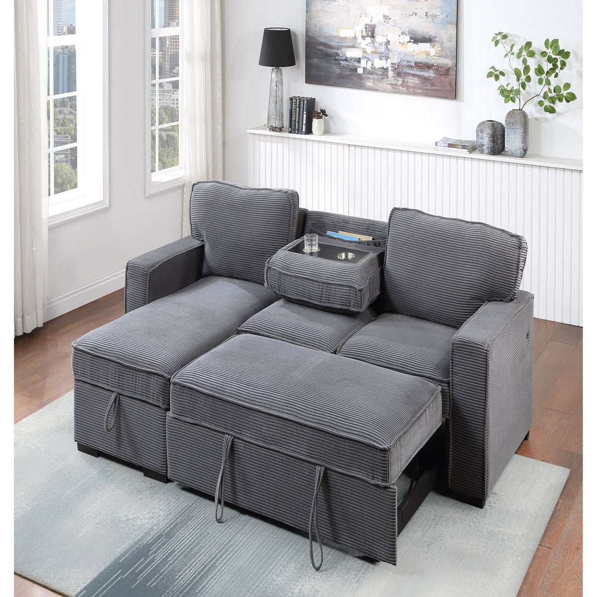 Territory - Pull Out Sofa Bed With Design - Dark Gray, photo 6 of 12