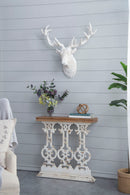 Classic Vintage Wash Console Table With Wood Top - Brown / Antique White by Unique Piece Furniture