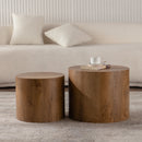 Nesting Coffee Table Set of 2 Round Wooden Tables by HouseOfZazla
