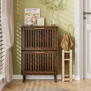 Medieval Modern Shoe Cabinet With 2 Flip Drawers And Fence Design by Unique Piece Furniture