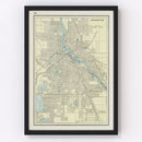 Vintage Map of Minneapolis, Minnesota 1901