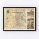 Vintage Map of St. Paul, Minnesota 1874
