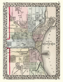 Vintage Map of Milwaukee, Wisconsin 1874