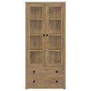 Hawthorne 4-shelf Glass Door Tall Cabinet with Drawers Mango