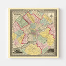 Vintage Map of Philadelphia, Pennsylvania 1847