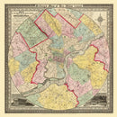 Vintage Map of Philadelphia, Pennsylvania 1847