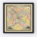 Vintage Map of Philadelphia, Pennsylvania 1847