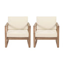 Set of 2 Outdoor Acacia Wood Patio Club Chair