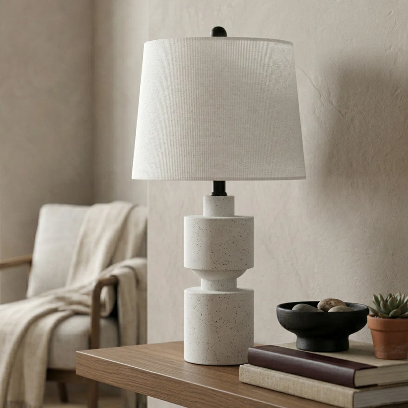 24.5-Inch Modern Farmhouse Table Lamp, Beige Resin, photo 9 of 10
