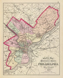 Vintage Map of Philadelphia, Pennsylvania 1872