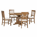 5-Piece Retro Functional Dining Set, 1 Extendable Table with a 16-inch Leaf and 4 Upholstered Chairs for Dining Room and Kitchen (Walnut)
