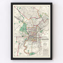 Vintage Map of Philadelphia, Pennsylvania 1890