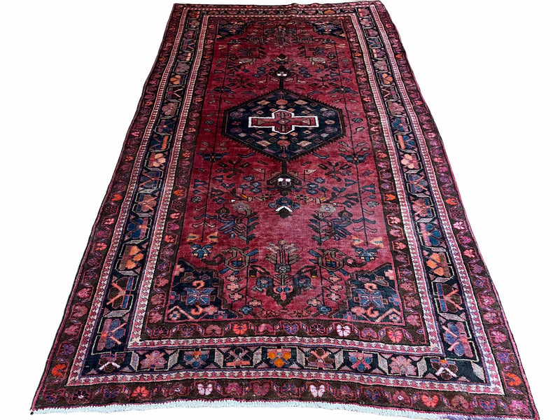 5.5 X 10 Handmade Wool Tribal Gallery Rug Wide Runner Corridor Rug Floral Red