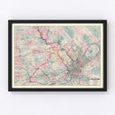 Vintage Map of Philadelphia, Pennsylvania 1882