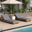 Lounge chaise Set, Acacia solid wood with  LOUNGE CUSHION (Dark Grey) - Matching Cream Version Available