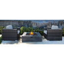 Rattan Wicker Patio Set With Cushions And Concrete Fire Pit by HouseOfZazla