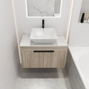30" Modern Design Float Bathroom Vanity With Ceramic Basin Set, Wall Mounted White Oak Vanity With Soft Close Door, KD-PackingD-Packing Pieces