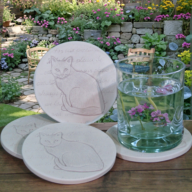 Cat Drink Coasters, installed in a room