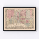 Vintage Map of Philadelphia, Pennsylvania 1868