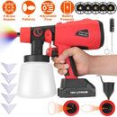 Portable Battery Powered ElectricÊPaint SprayerÊHVLP Spray Painting Gun Handheld Painter with 2 Spray Patterns 5 Nozzles 800ML Detachable Cup Flow Adj