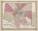 Vintage Map of Baltimore, Maryland 1865