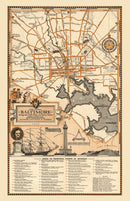 Vintage Map of Baltimore, Maryland 1936