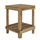2 Tier End Table With Open Shelves, Natural Wood by HouseOfZazla