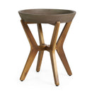 Yukon Contemporary Side Table with Lightweight Concrete Top and Acacia Wood Frame - Gray by HouseOfZazla